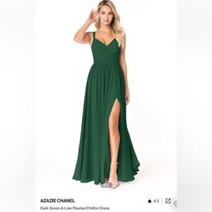 Azazie Chanel dark green a- line bridesmaids dress
